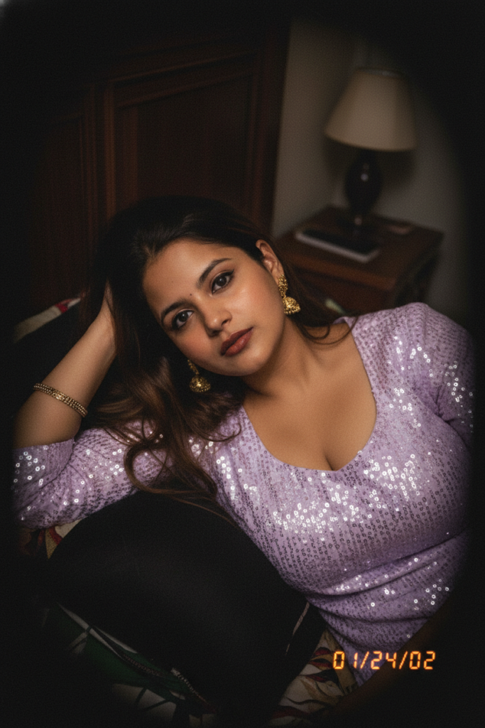 Party Glam with Sequin Top & Vintage Indoor Lighting