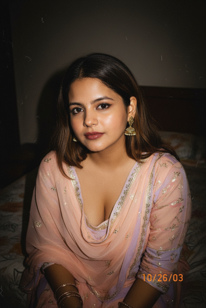 Point-and-Shoot Flash Portrait with Pastel Pink Lehenga